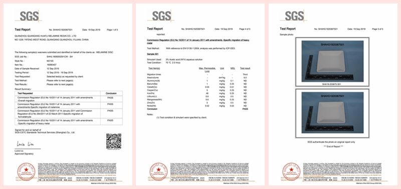 O certificado SGS de pó de melamina Huafu